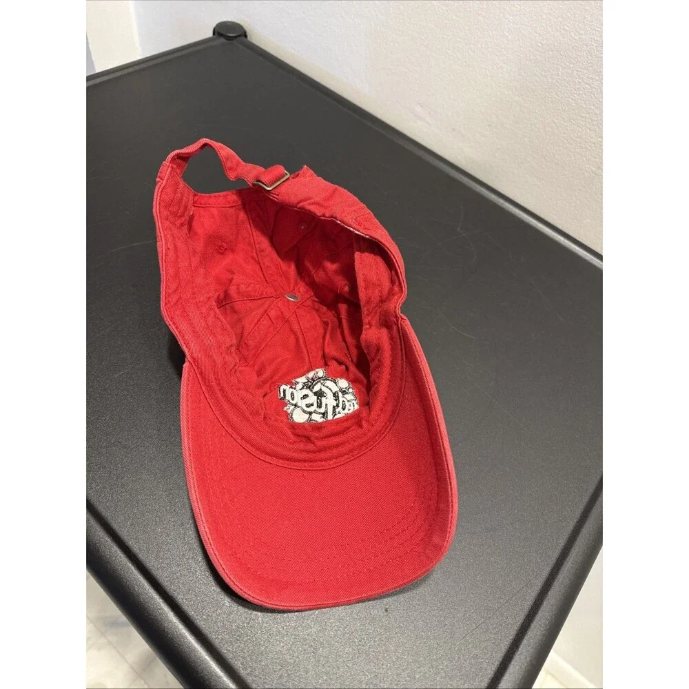 Red Fusion Embroidered Cap Buckle Adjustable Strap Dr Pepper Cotton Hat
